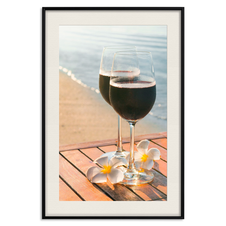 Wall Poster Romantic Refreshment - romantic composition with wine against the sea 136046 additionalImage 17