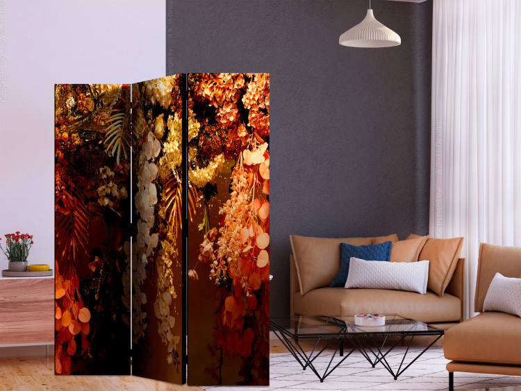 Folding Screen Hanging Gardens (3-piece) - Warm composition in flowers and plants 136146 additionalImage 4