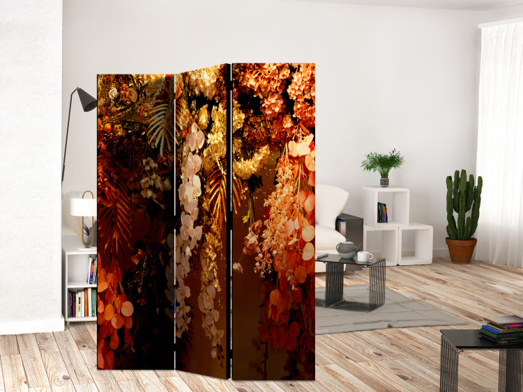 Folding Screen Hanging Gardens (3-piece) - Warm composition in flowers and plants 136146 additionalImage 2
