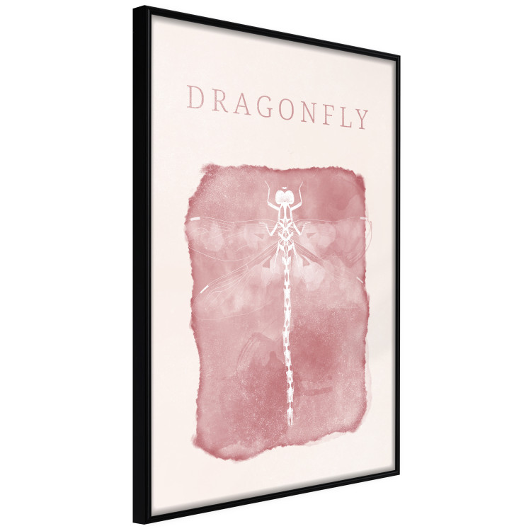 Wall Poster Dragonfly's Delicacy - white insect on a pink background with text in scandi boho style 136546 additionalImage 8