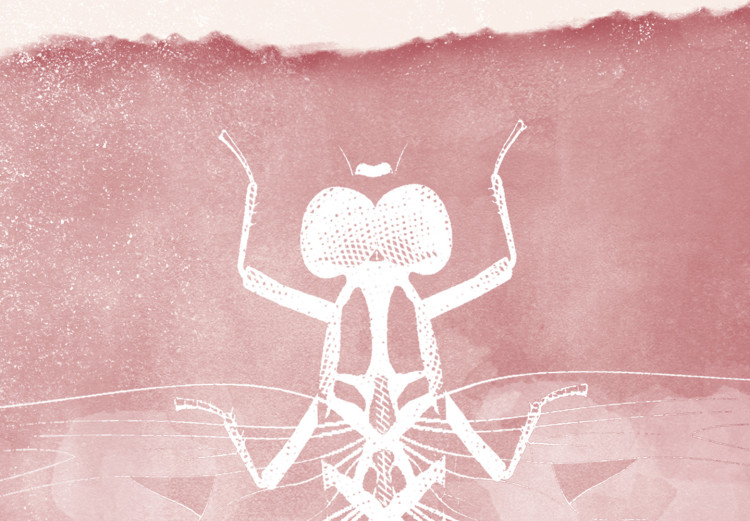 Wall Poster Dragonfly's Delicacy - white insect on a pink background with text in scandi boho style 136546 additionalImage 9