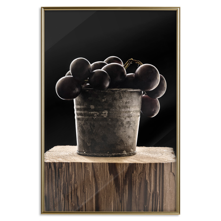 Poster Juice of Love - metal bucket with fruits standing on a wooden stump 138046 additionalImage 19