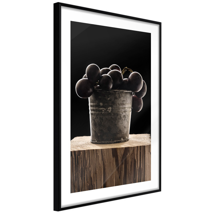 Poster Juice of Love - metal bucket with fruits standing on a wooden stump 138046 additionalImage 4