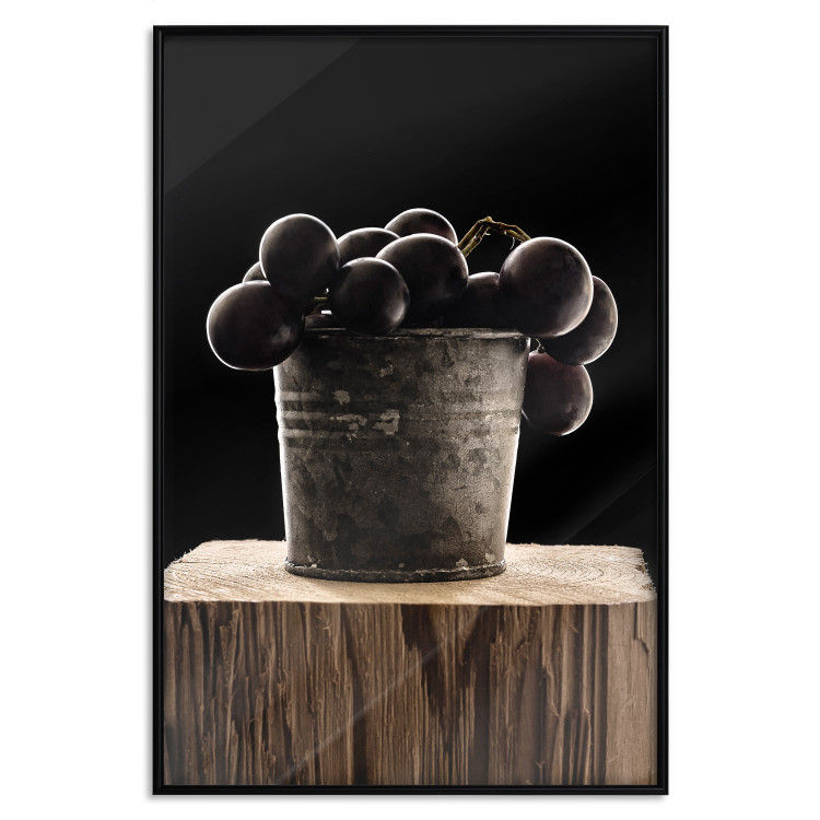 Poster Juice of Love - metal bucket with fruits standing on a wooden stump 138046 additionalImage 20