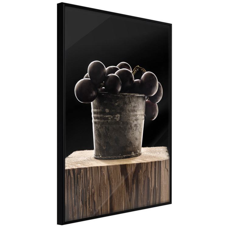 Poster Juice of Love - metal bucket with fruits standing on a wooden stump 138046 additionalImage 3