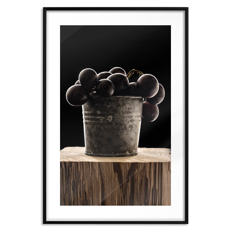 Poster Juice of Love - metal bucket with fruits standing on a wooden stump 138046 additionalImage 16