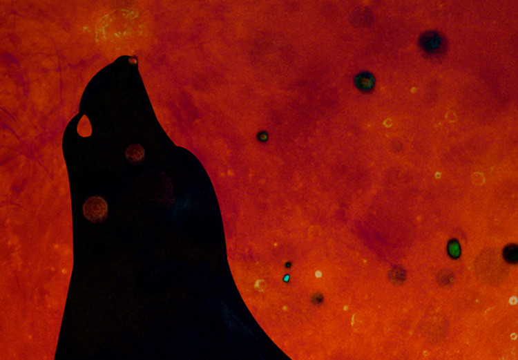 Canvas Wolf in Fire (5-piece) wide - black animal against moon background 138546 additionalImage 4
