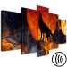 Canvas Wolf in Fire (5-piece) wide - black animal against moon background 138546 additionalThumb 6