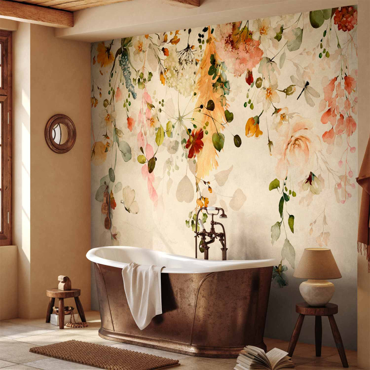 Wall Mural Autumn flowers - motif of colourful dangling flowers in yellow tones 142346 additionalImage 8