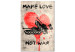 Canvas Art Print Make Love Not War (1-piece) Vertical - tanks and message text 142446