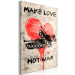 Canvas Art Print Make Love Not War (1-piece) Vertical - tanks and message text 142446 additionalThumb 2