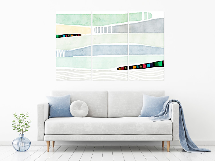 Canvas Print Pastel Fantasy (3-piece) - watercolor-painted abstraction 142646 additionalImage 3