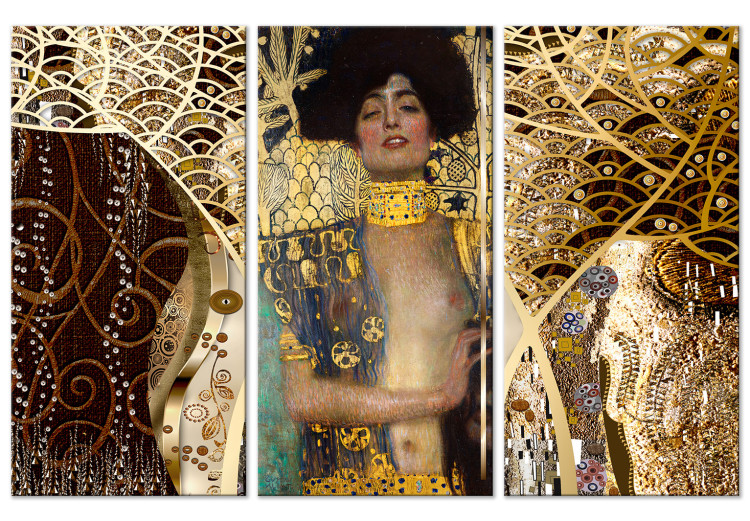 Canvas Print Judith by Klimt (3-piece) - elegant abstraction with a female figure 143446