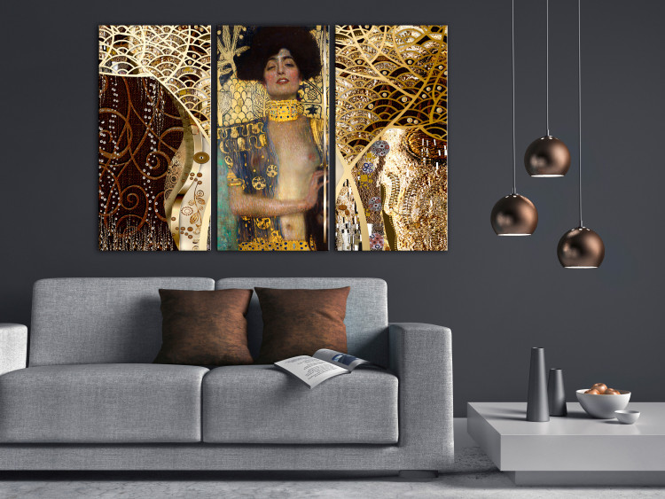 Canvas Print Judith by Klimt (3-piece) - elegant abstraction with a female figure 143446 additionalImage 3