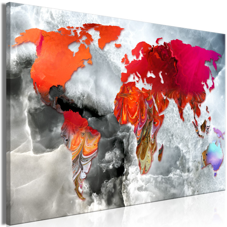Canvas World Map with Red Accent (1-piece) Wide - abstraction 143746 additionalImage 2