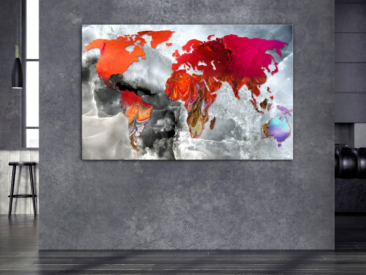 Canvas World Map with Red Accent (1-piece) Wide - abstraction 143746 additionalImage 3