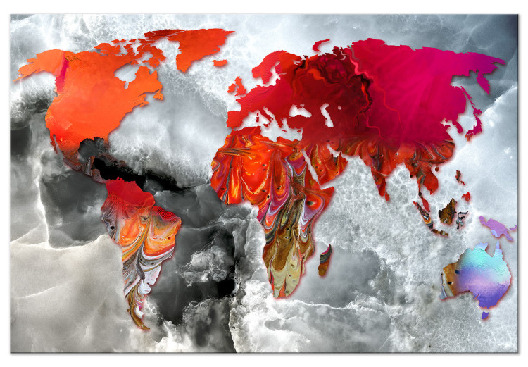Canvas World Map with Red Accent (1-piece) Wide - abstraction 143746