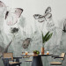 Wall Mural Landscape - butterflies and ladybirds among tall grasses in shades of grey 143846 additionalThumb 6