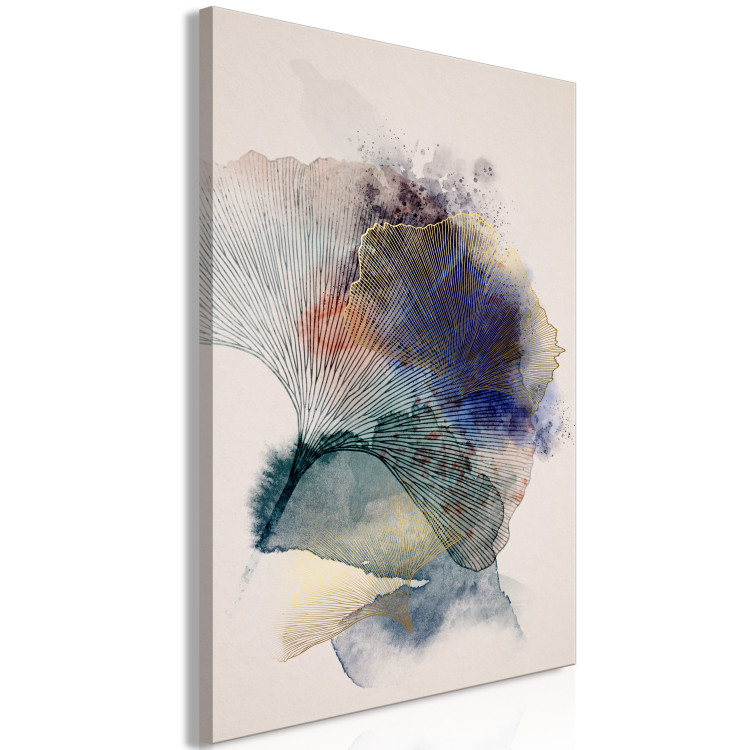Canvas Art Print Gilded Plants (1-piece) - abstraction in delicate colorful leaves 144046 additionalImage 2