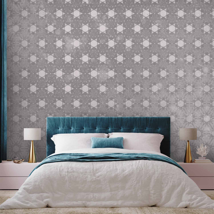 Photo Wallpaper Silver Suns - Oriental Pattern With a Regular Pattern on Concrete 145246 additionalImage 2