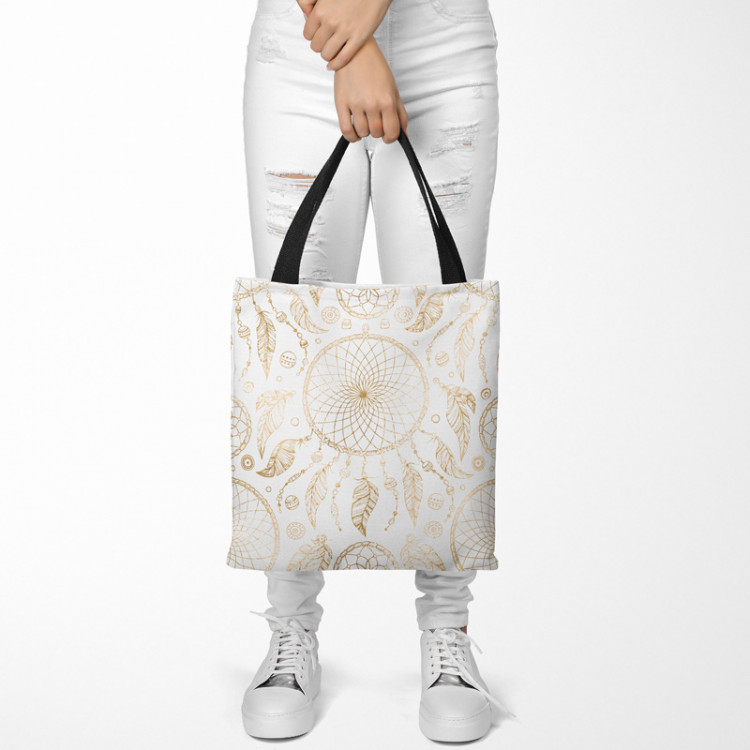 Shopping Bag Exotic circles - composition in shade of brown on light background 147446 additionalImage 2