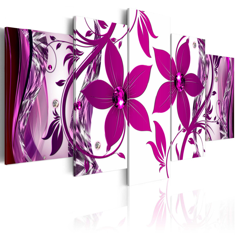 Canvas Art Print Purple Embrace (5-piece) - abstraction in purple flowers 149646 additionalImage 2