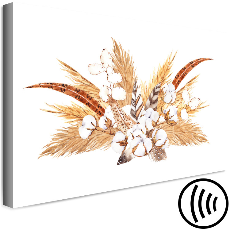 Canvas Watercolor Bouquet - Composition of Feathers and Dry Grass in Shades of Beige 149746 additionalImage 6