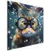 Canvas Print AI Cat - Diving Animal in Goggles Among Bubbles - Square 150146 additionalThumb 2