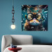 Canvas Print AI Cat - Diving Animal in Goggles Among Bubbles - Square 150146 additionalThumb 3