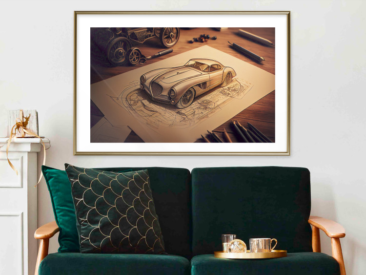 Poster Car Sketch - A Drawing of a Retro Car Generated by AI 151146 additionalImage 18