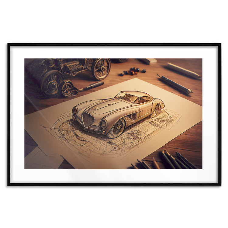 Poster Car Sketch - A Drawing of a Retro Car Generated by AI 151146 additionalImage 25