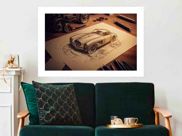 Poster Car Sketch - A Drawing of a Retro Car Generated by AI 151146 additionalImage 4