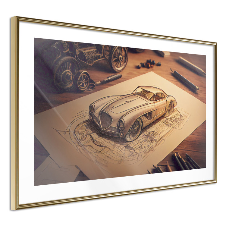 Poster Car Sketch - A Drawing of a Retro Car Generated by AI 151146 additionalImage 5