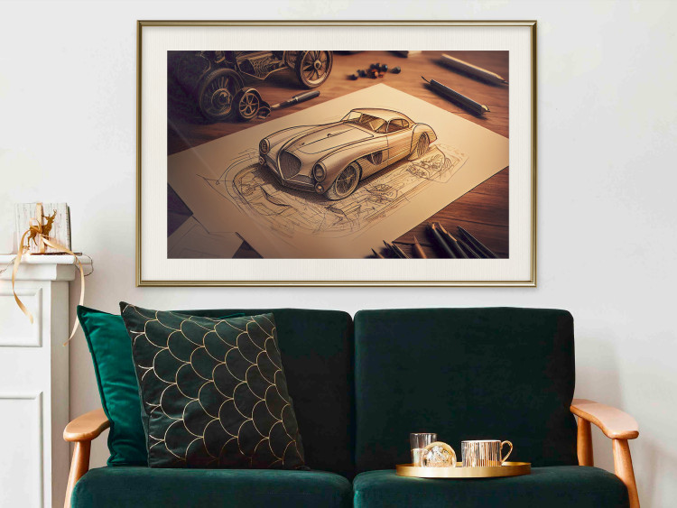 Poster Car Sketch - A Drawing of a Retro Car Generated by AI 151146 additionalImage 26