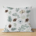 Decorative Microfiber Pillow Forest Composition - Tree Branches and Cones and Flowers on a White Background 151346 additionalThumb 3