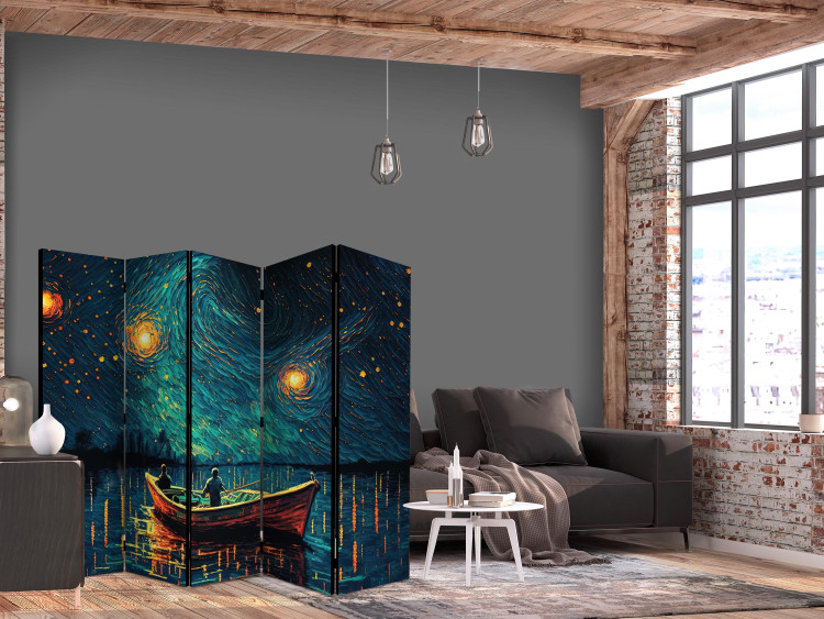 Room Separator Starry Night - Impressionistic Landscape With a View of the Sea and Sky II [Room Dividers] 151746 additionalImage 4