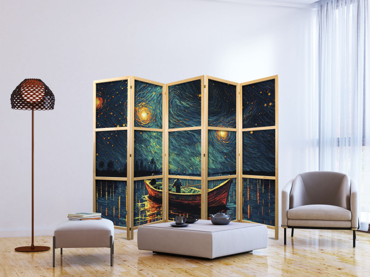 Room Separator Starry Night - Impressionistic Landscape With a View of the Sea and Sky II [Room Dividers] 151746 additionalImage 6