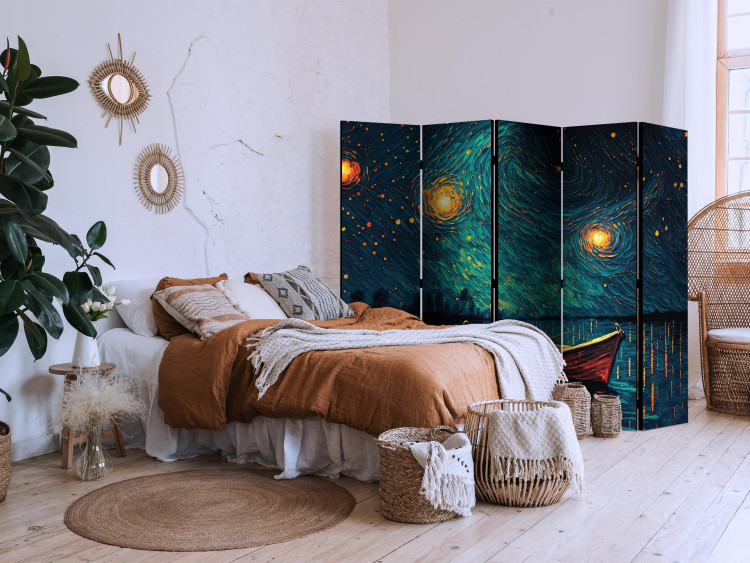 Room Separator Starry Night - Impressionistic Landscape With a View of the Sea and Sky II [Room Dividers] 151746 additionalImage 2