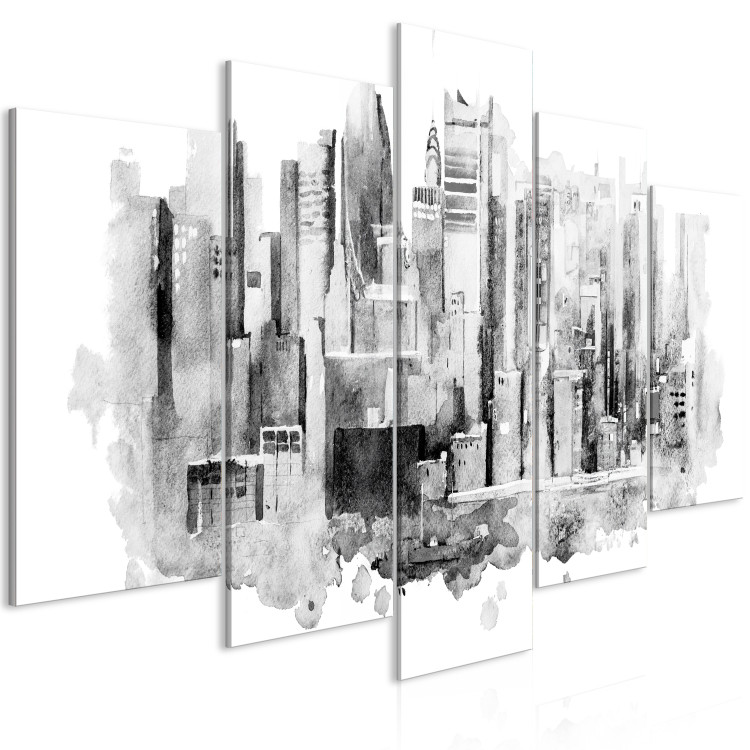 Canvas Print Monochrome Landscape - Urban Architecture Painted in Watercolor 151846 additionalImage 2