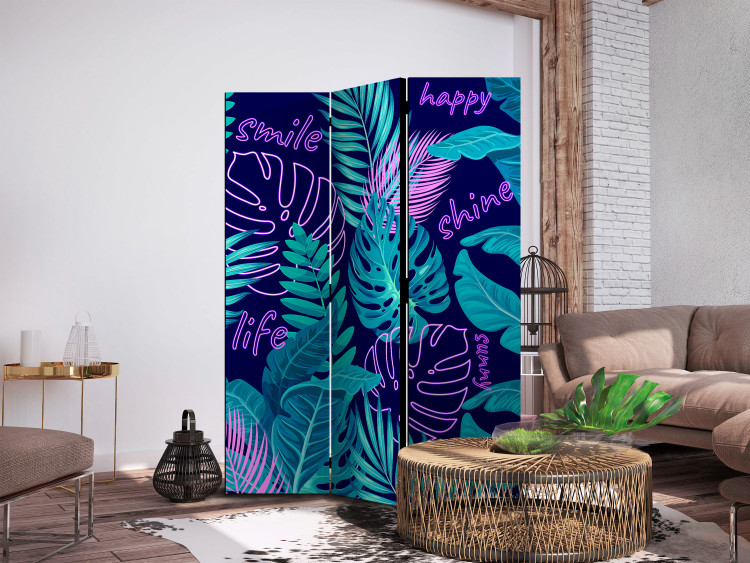 Room Separator Tropical Leaves - Neon Tropical Jungle [Room Dividers] 152046 additionalImage 2