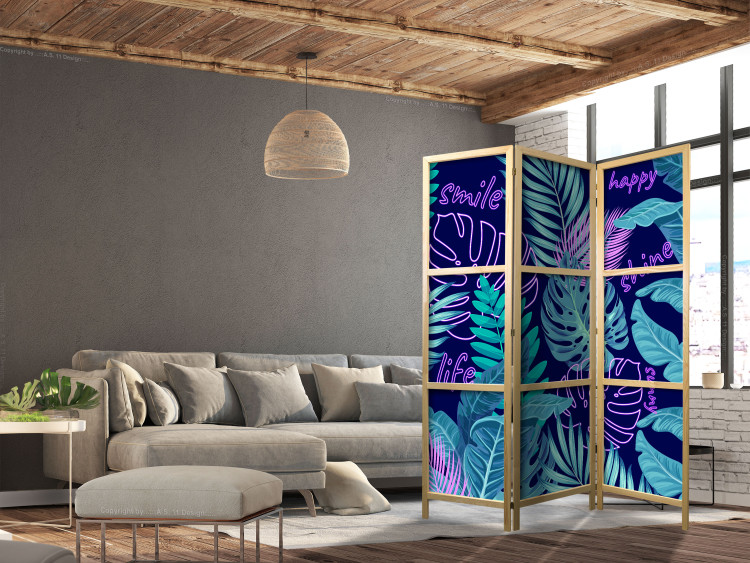 Room Separator Tropical Leaves - Neon Tropical Jungle [Room Dividers] 152046 additionalImage 6
