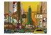Wall Mural Comic about New York - Colorful Architecture with a Yellow Taxi Car 61546 additionalThumb 1