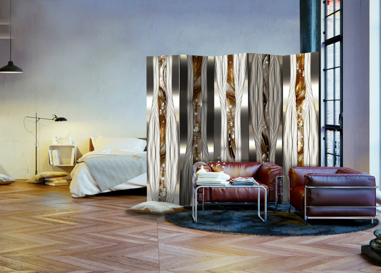 Folding Screen Artistic Expression II - metal texture with abstract pattern 95446 additionalImage 4