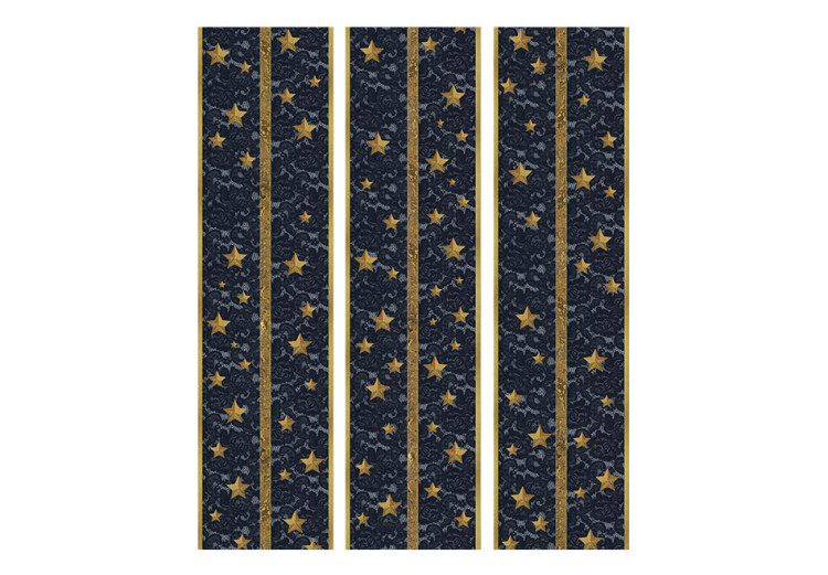 Room Separator Lacy Constellation - golden stars on black luxury fabric 95546 additionalImage 3