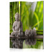 Room Separator Meditation - oriental Buddha in front of water against green bamboo background 97346
