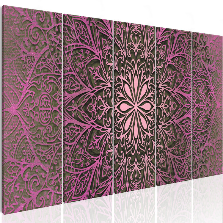 Canvas Art Print Pink and brown mandala - graphic depicting a fragment of the pattern 104756 additionalImage 2
