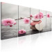 Canvas Print Tricolor Pebbles (5-piece) - Stone Heart and Cherry Blossoms 105756 additionalThumb 2