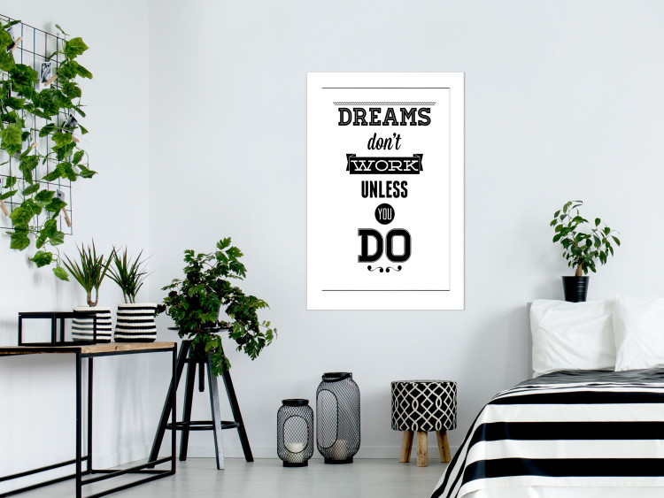 Wall Poster Dreams don't work unless you do - black and white composition with texts 115056 additionalImage 2