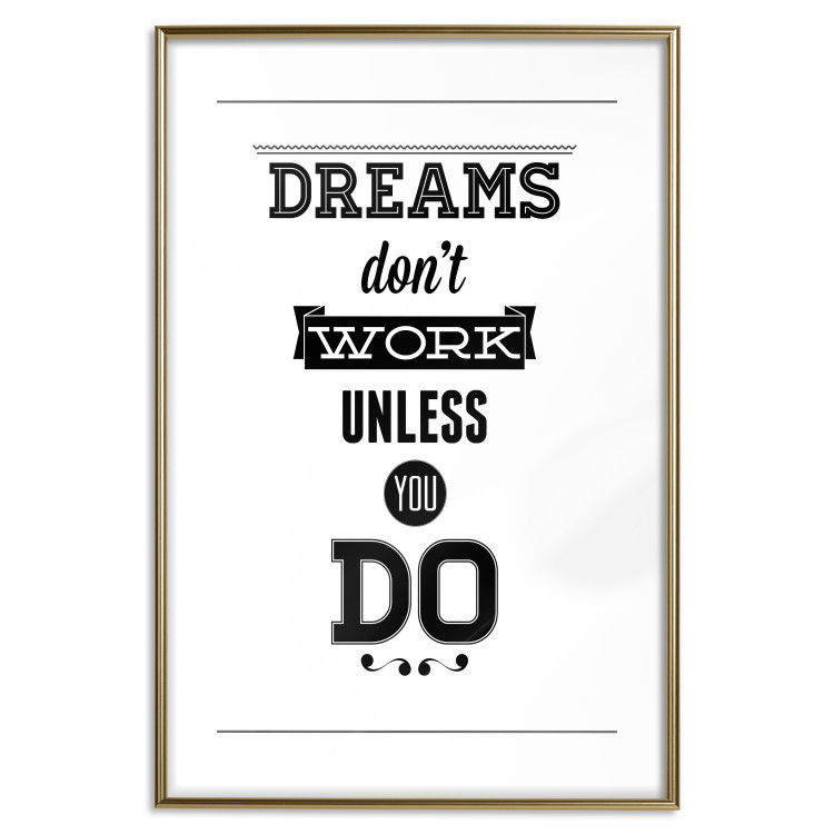 Wall Poster Dreams don't work unless you do - black and white composition with texts 115056 additionalImage 14