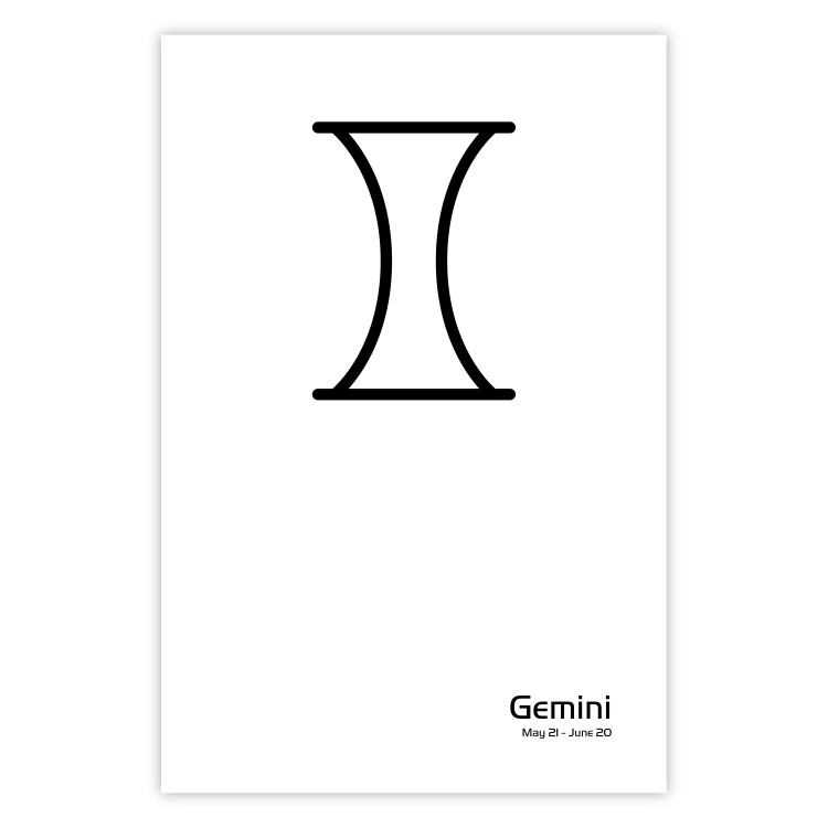 Poster Gemini - black and white composition with zodiac sign and texts 117056